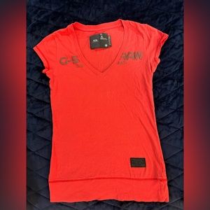 G Star Raw Red Women’s V neck Shirt